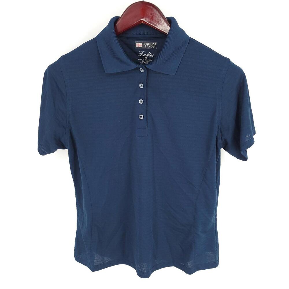 Bermuda Sands Polo Golf Shirt Womens Medium Blue Short Sleeve